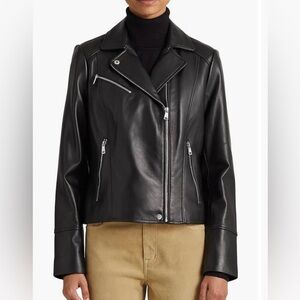 NWT Ralph Lauren Womens Lambskin Leather Moto Jacket Sz XS Sold out MSRP $440
